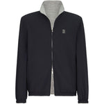Giacca reversibile con logo in blu e grigio brunello cucinelli - uomo 