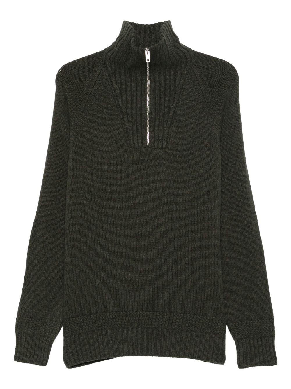 Maglione con mezza zip e toppa sui gomiti in verde Fay - uomo 