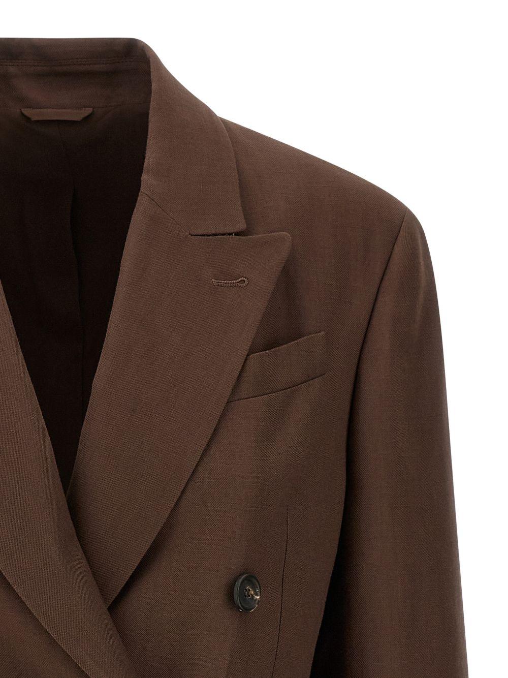 Blazer doppio petto con revers a lancia in marrone Brunello cucinelli - uomo 