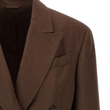 Blazer doppio petto con revers a lancia in marrone Brunello cucinelli - uomo 