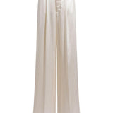 Pantaloni a gamba larga satinati in avorio Alberta ferretti - donna 