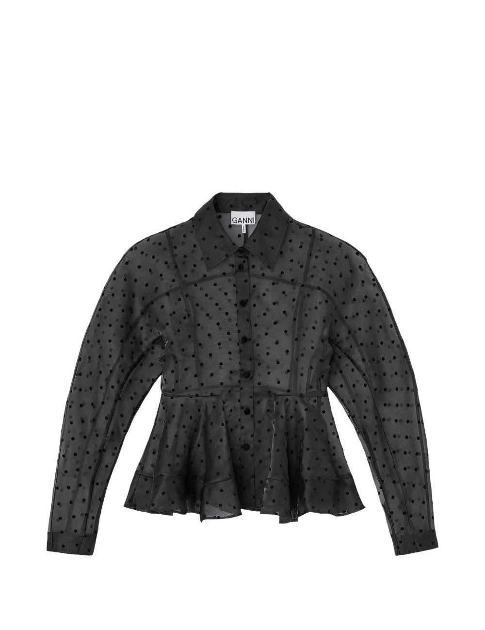 Camicia a pois in nero Ganni - donna 