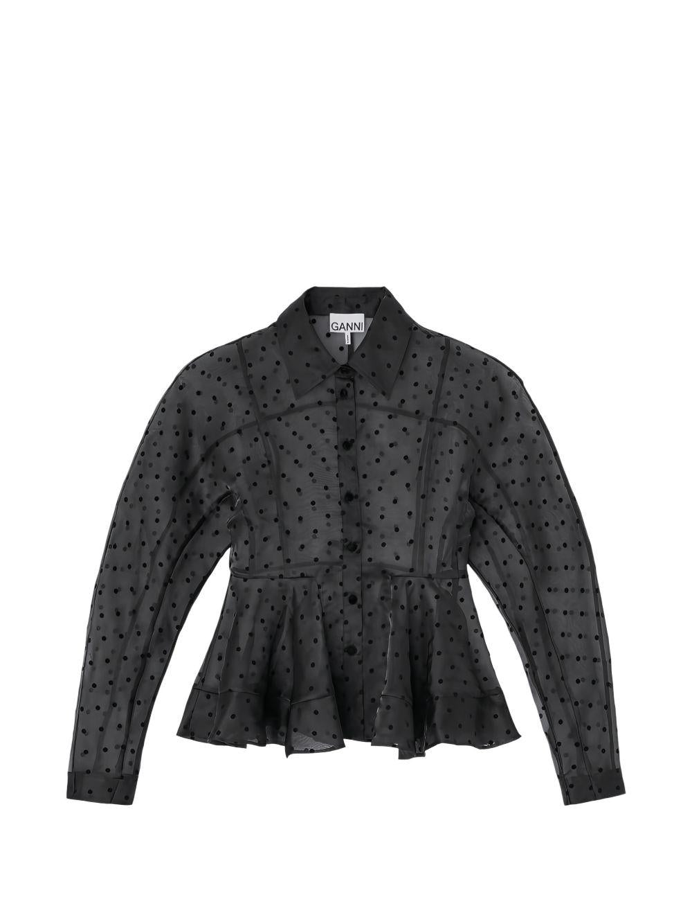 Camicia a pois in nero Ganni - donna 