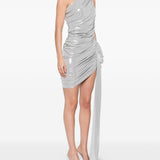 Abito mini drappeggiato in argento Norma Kamali - donna 