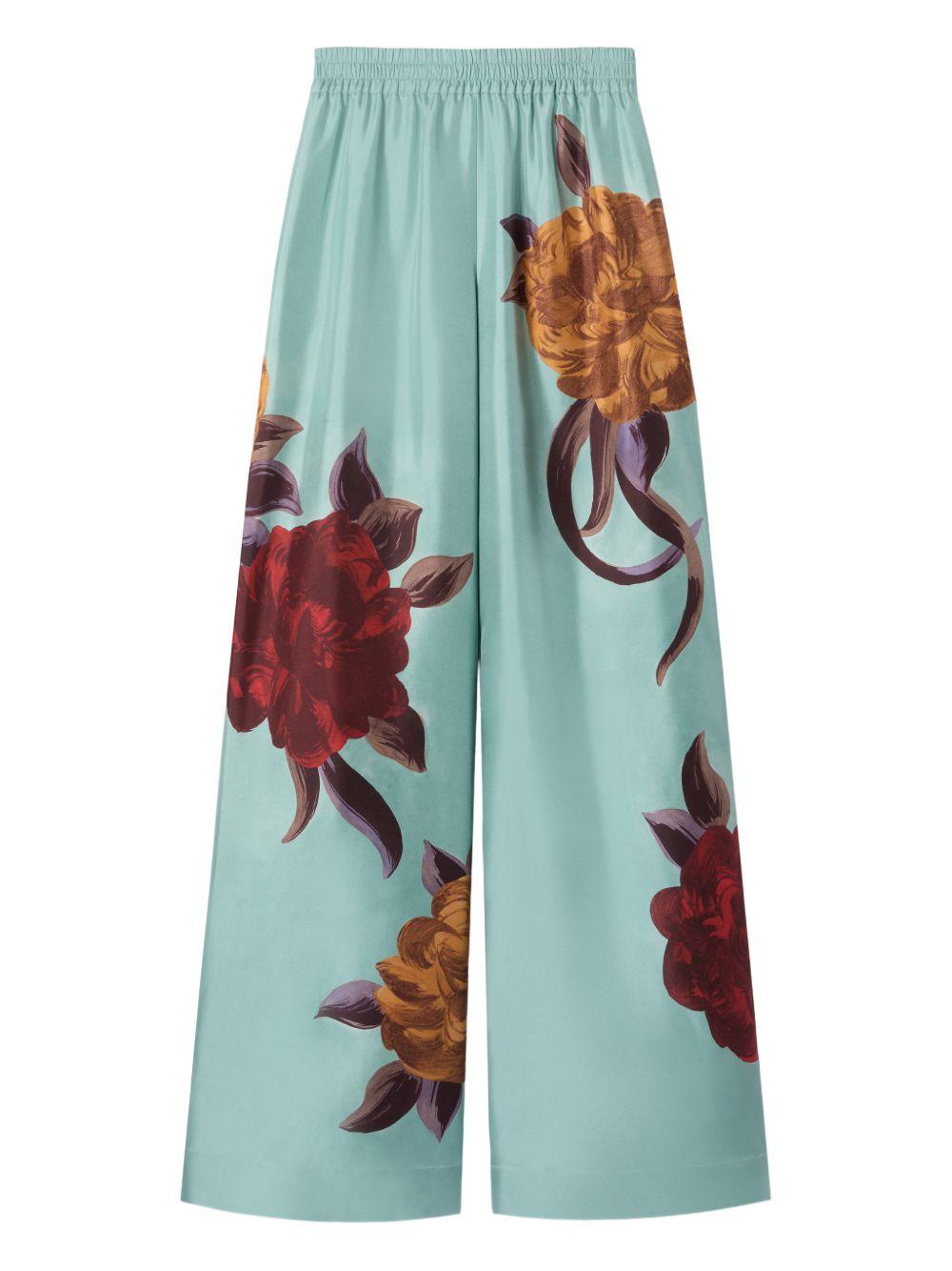 Pantaloni a palazzo floreali in blu La double j - donna 
