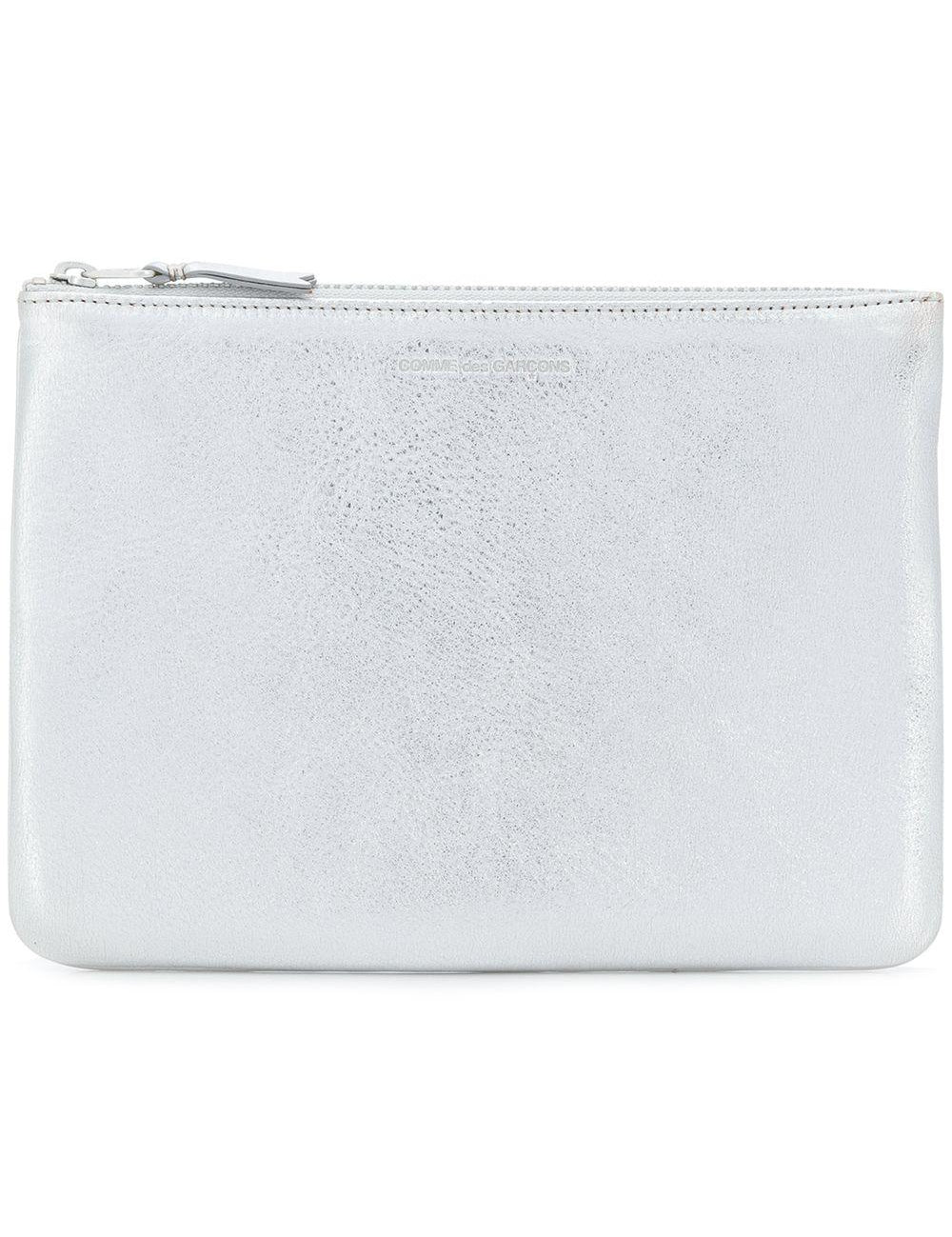 Portafoglio in pelle con logo goffrato in grigio Comme des garcons wallet - unisex 