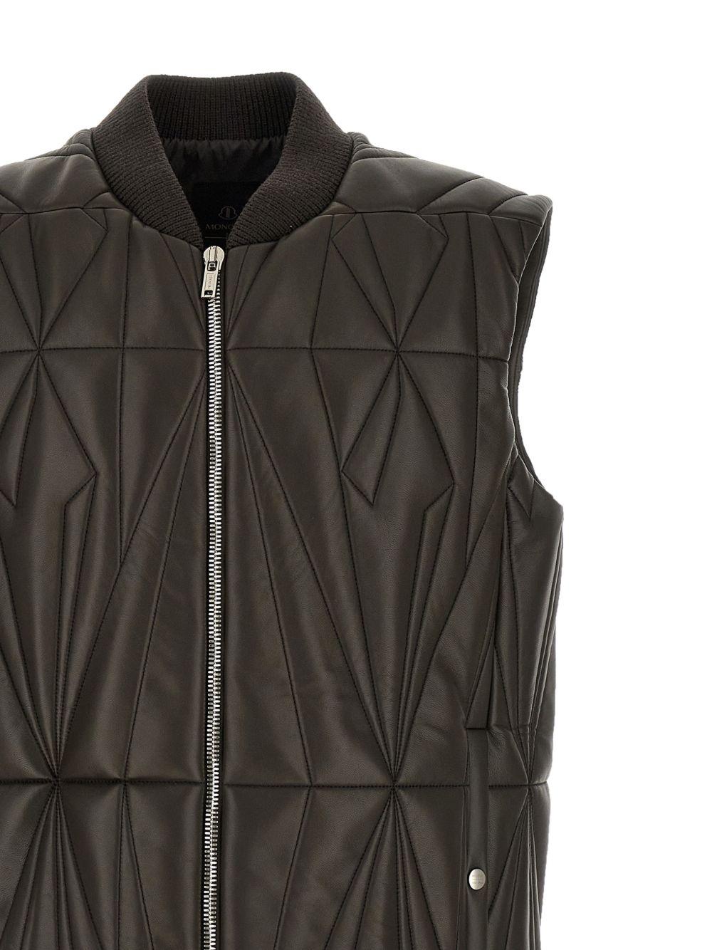 Gilet trapuntato geocamo in marrone Rick Owens x Moncler - unisex<BR/> 
