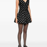 Abito corto a pois con scollo a V in nero Self-Portrait - donna 