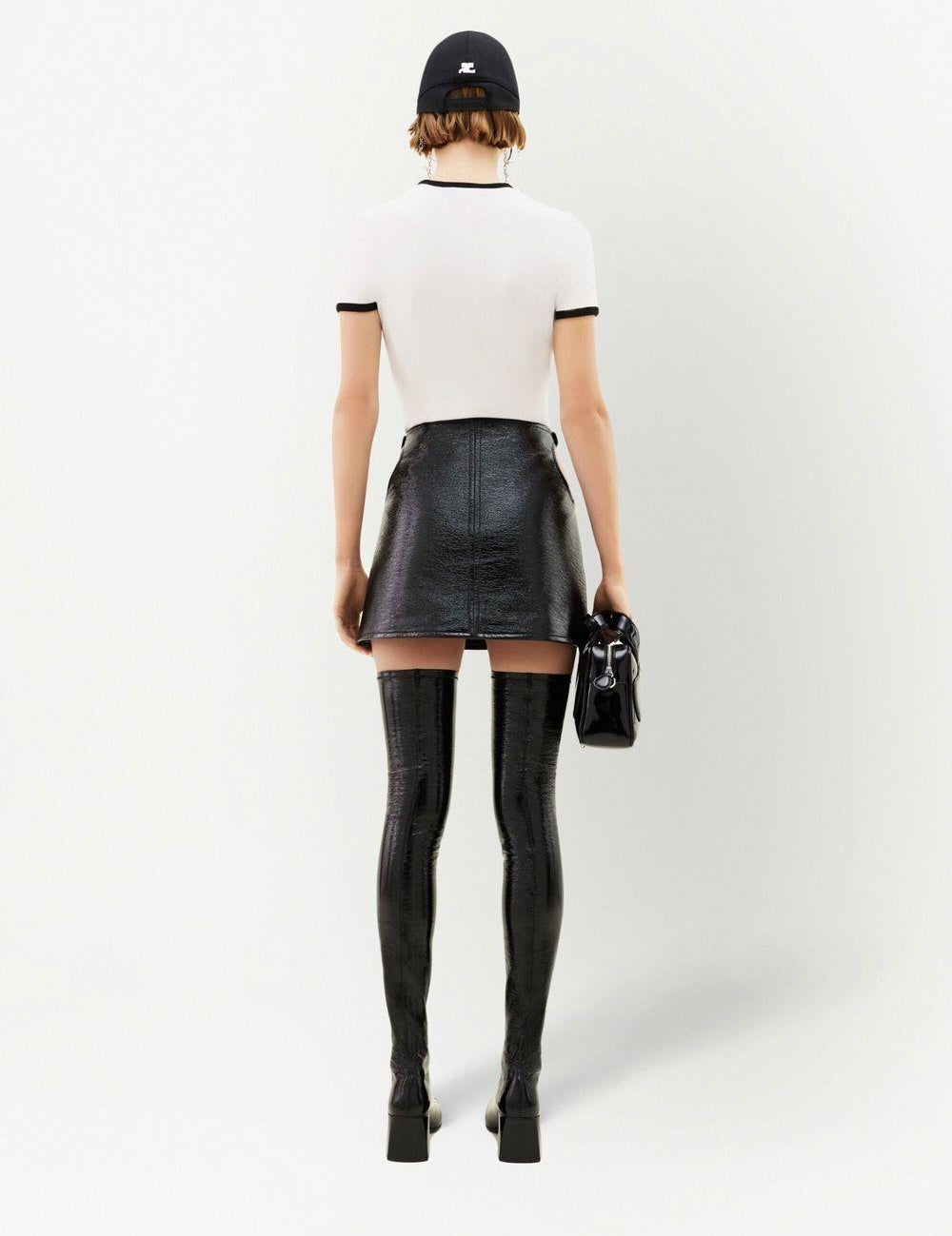 T-shirt con bordo a contrasto in bianco Courrèges - donna 