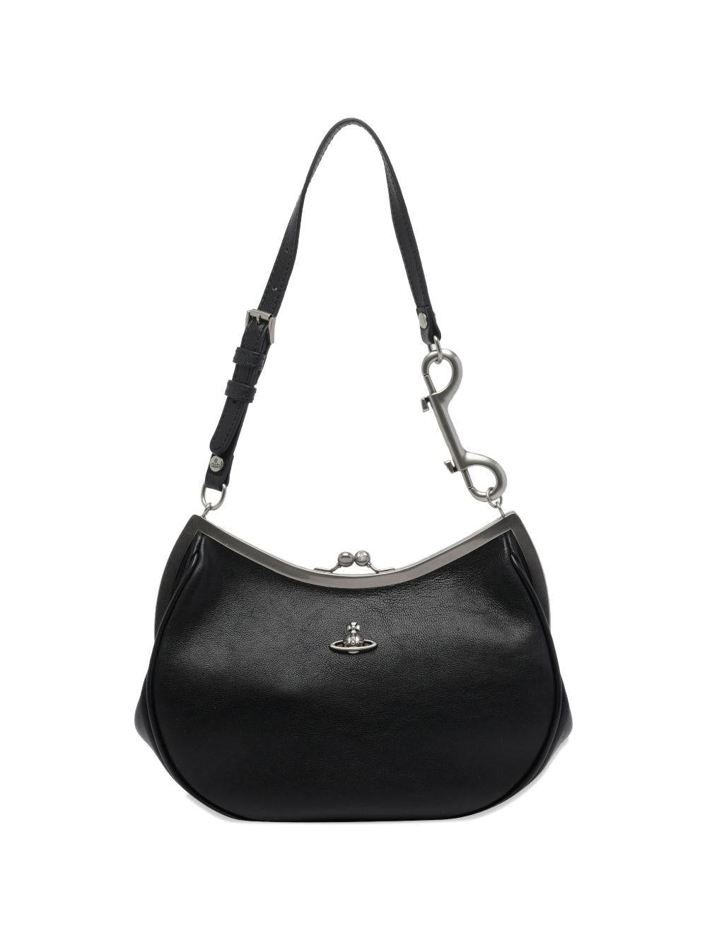 Borsa a spalla con placca Orb in nero Vivienne Westwood - donna 