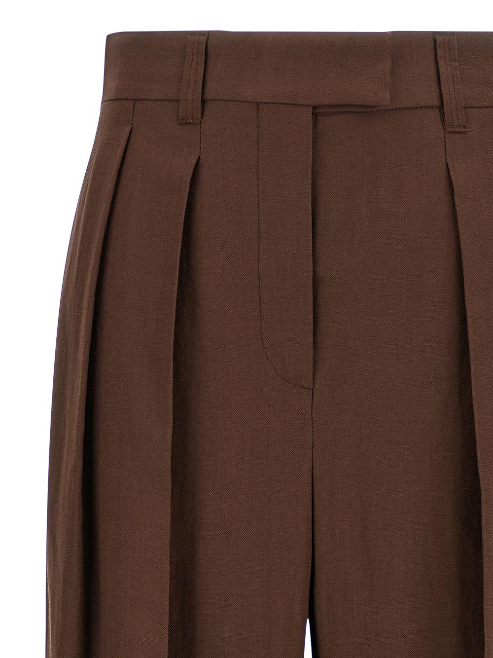 Pantaloni plissé in marrone Brunello cucinelli - donna 