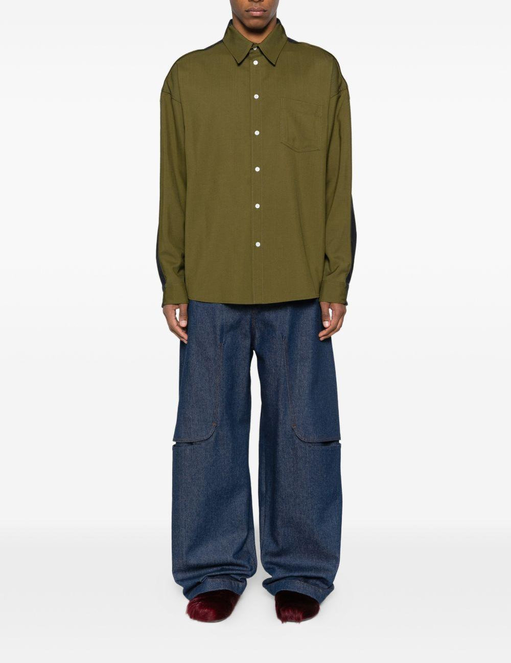 Camicia a maniche lunghe con tasca sul petto in verde Marni - uomo 