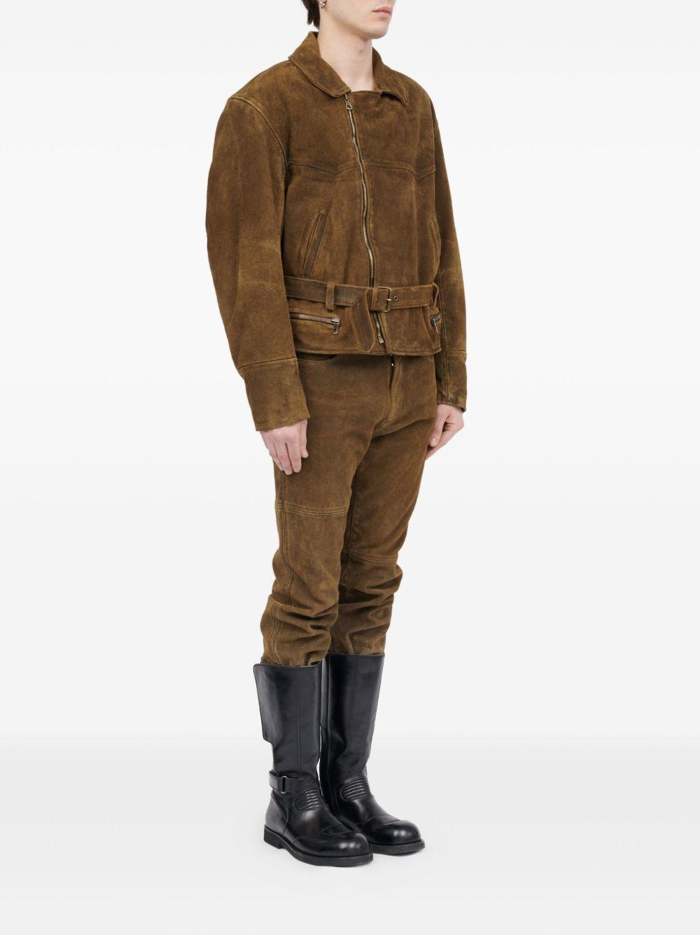 Giacca in suede con cintura in marrone Mm6 maison margiela - uomo 