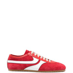 Sneakers in pelle con design a pannelli in rosso 