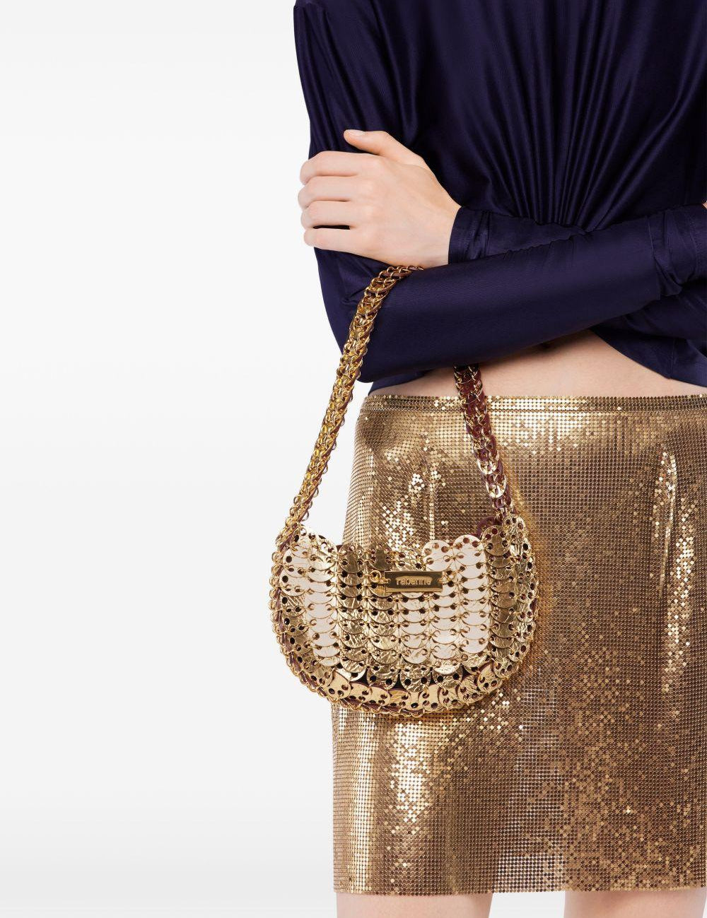 Borsa a mano Moon Flip reversibile in oro Rabanne - donna 