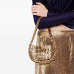 Borsa a mano Moon Flip reversibile in oro Rabanne - donna 