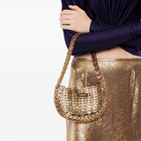 Borsa a mano Moon Flip reversibile in oro Rabanne - donna 