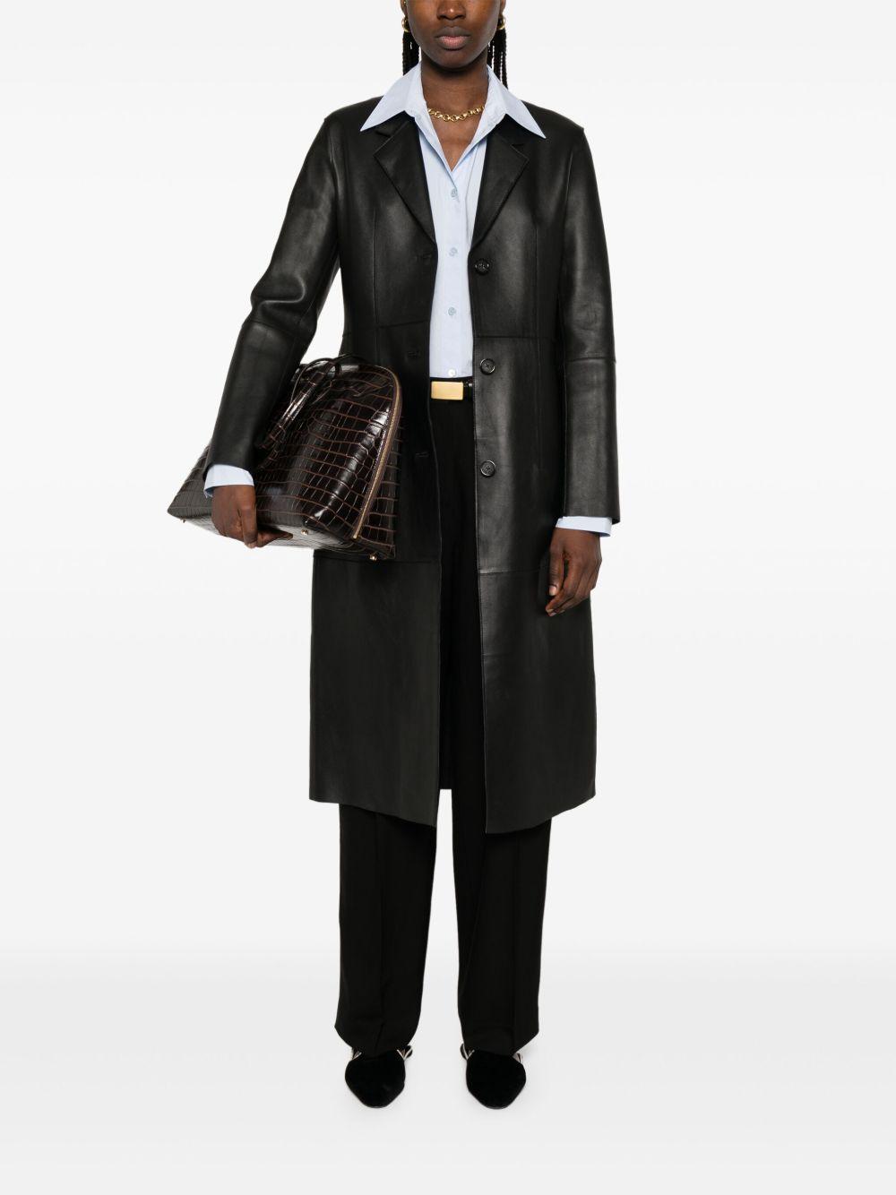 Cappotto slim in pelle in nero Toteme - donna 