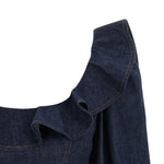 Top con volant Aster in blu 