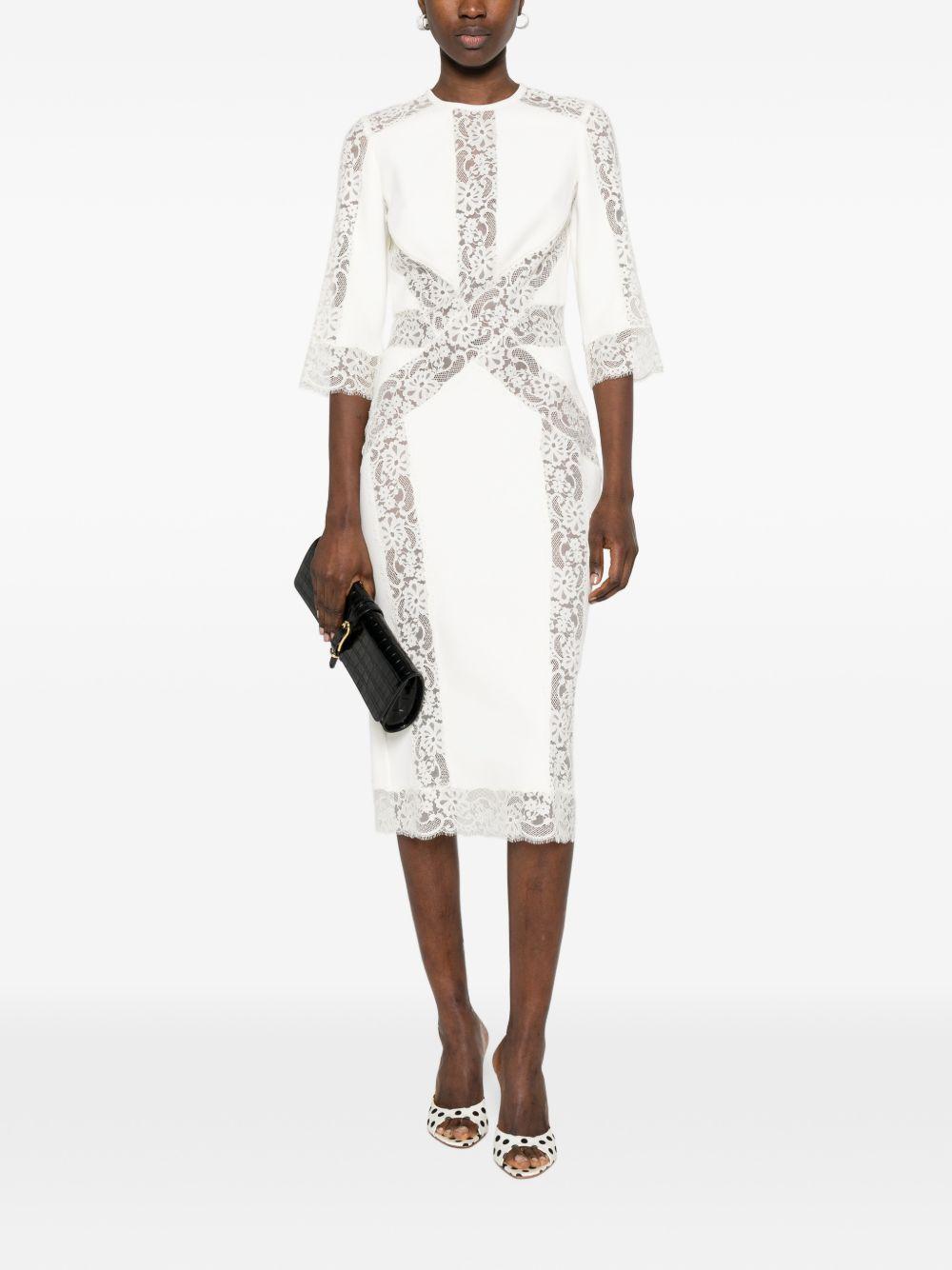 Abito midi con pannelli in pizzo in bianco Elie saab - donna 