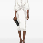 Abito midi con pannelli in pizzo in bianco Elie saab - donna 