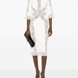 Abito midi con pannelli in pizzo in bianco Elie saab - donna 