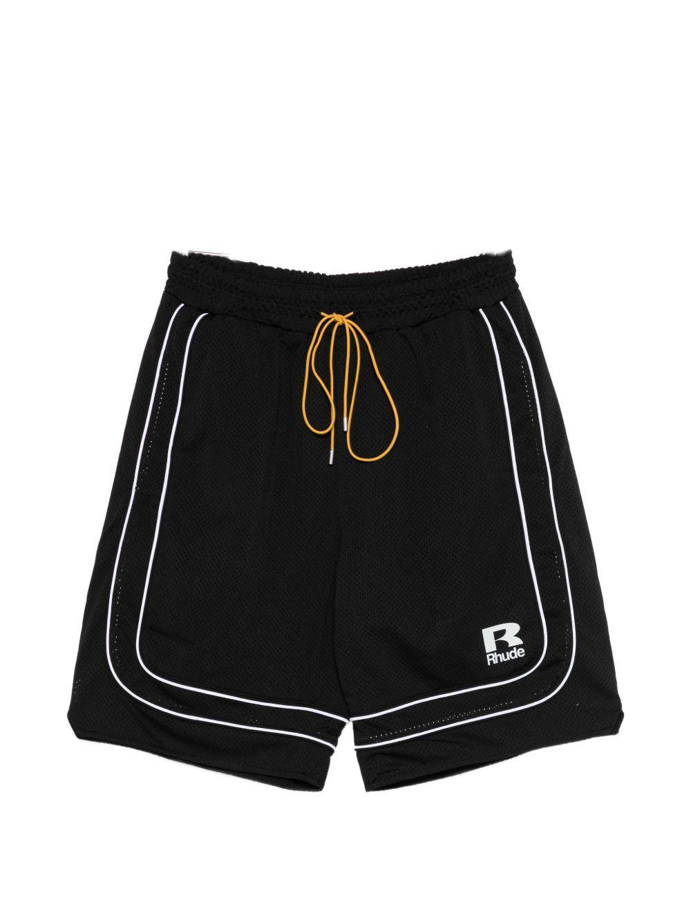 Pantaloncini a righe con coulisse in nero Rhude - uomo 