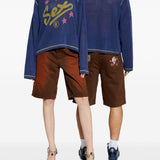 Shorts con ricamo in marrone Carne bollente - uomo 