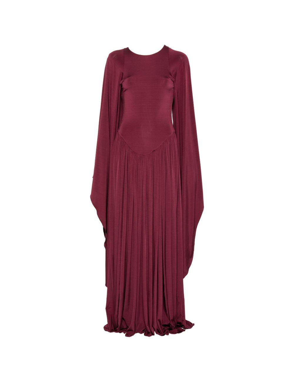 Abito lungo drappeggiato in borgogna Alberta Ferretti - donna 