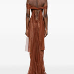 Abito maxi Catarina con effetto plissé in marrone Maria lucia hohan - donna 