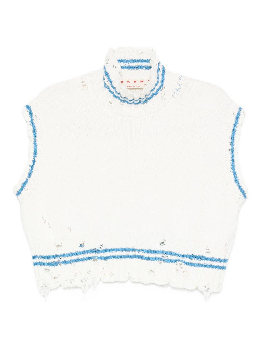 Top in maglia con orlo sfilacciato in bianco Marni - donna 