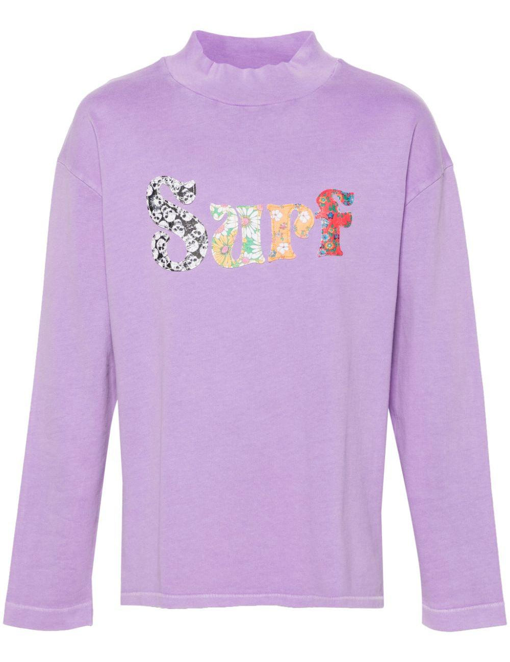 T-shirt con ricamo in viola - uomo 