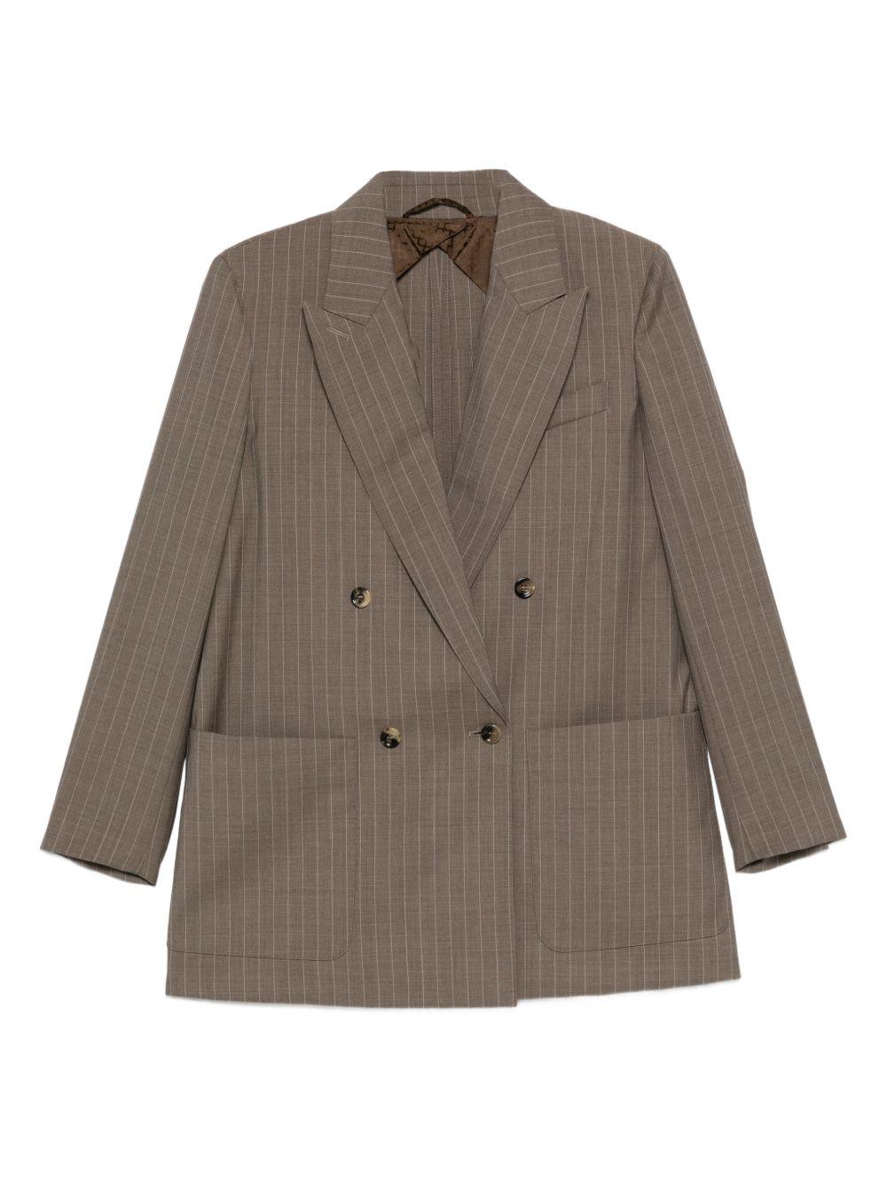 Giacca doppiopetto a righe acciaio in beige Maxmara - donna 