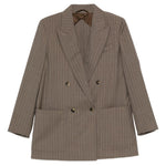 Giacca doppiopetto a righe acciaio in beige Maxmara - donna 