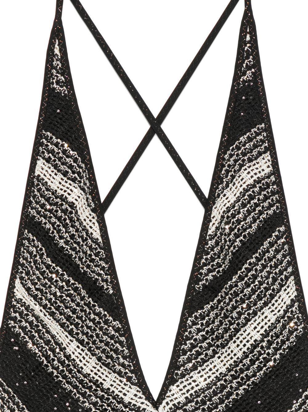 Costume da bagno con paillettes a zigzag in bianco e nero Missoni - donna 