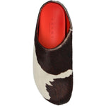 Mules fussbett con stampa mucca in bianco e marrone 