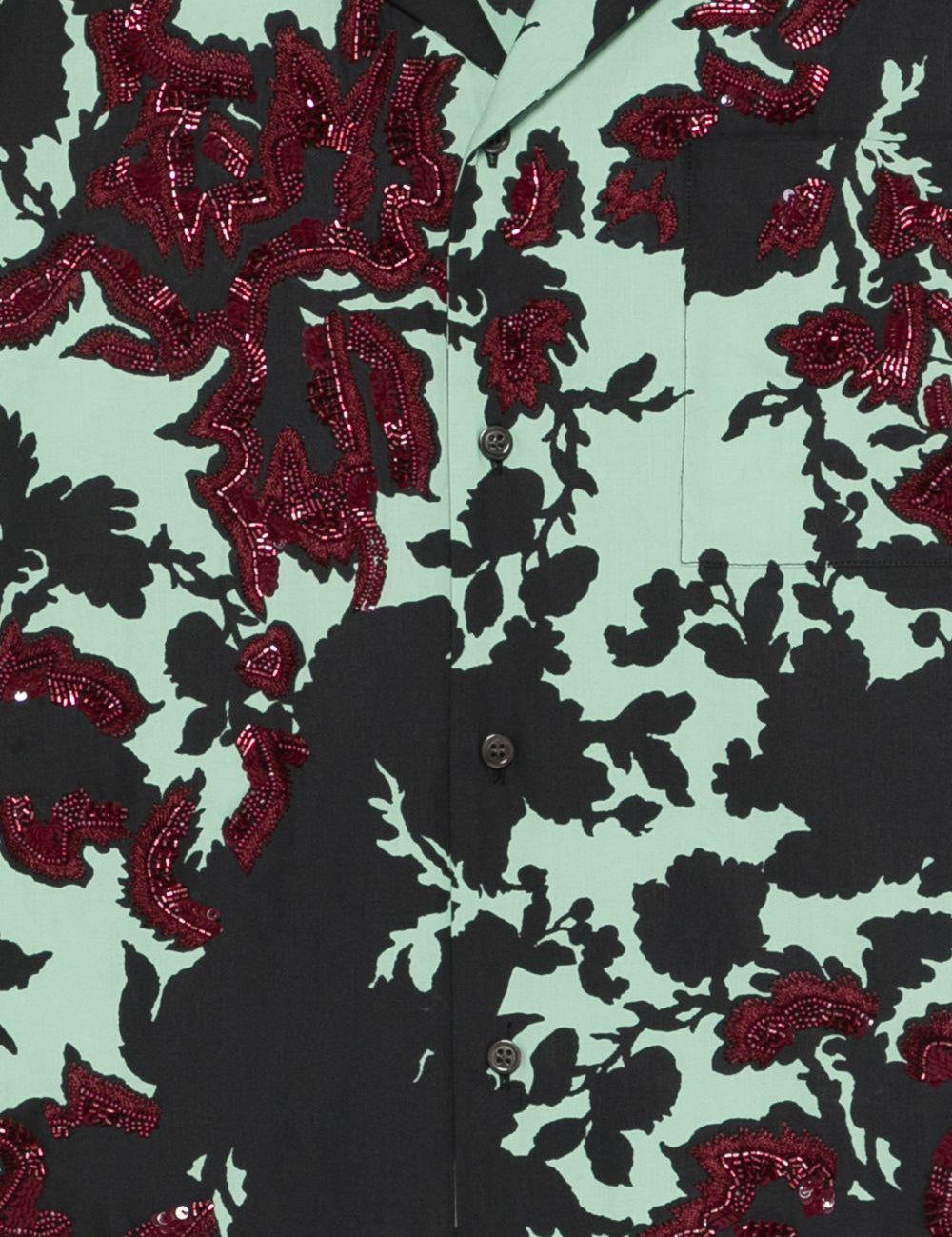 Camicia con design floreale carltone in verde Dries van noten - uomo 