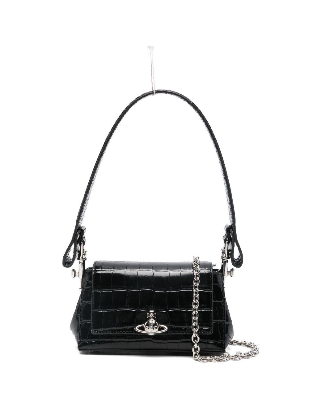 Borsa a spalla Hazel con logo in nero 