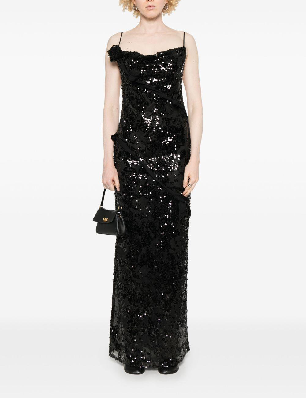 Abito lungo con paillettes in nero Coperni - donna 