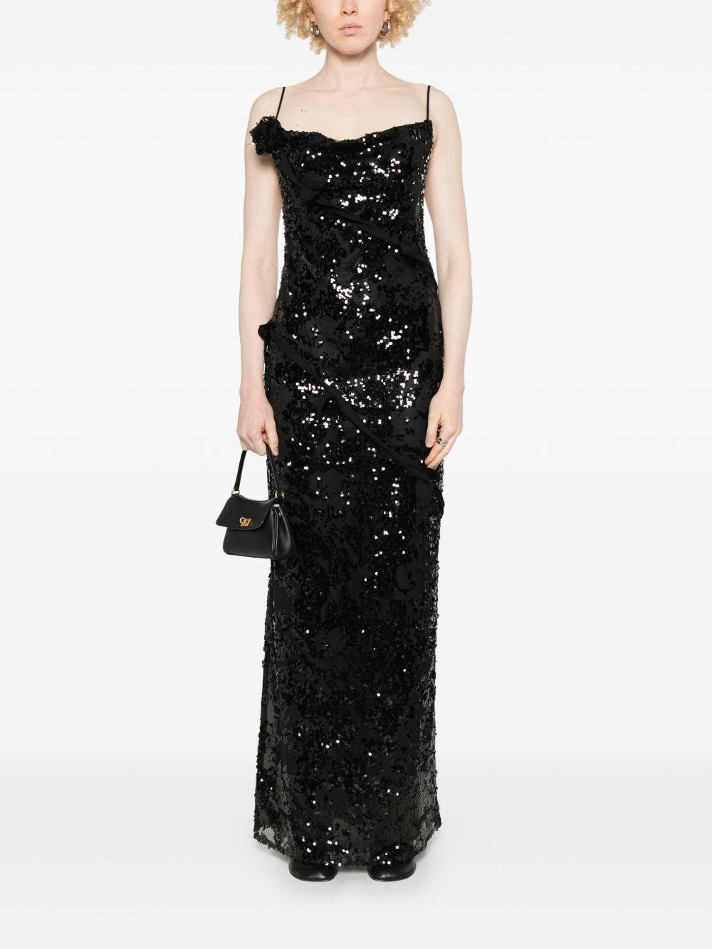 Abito lungo con paillettes in nero Coperni - donna 