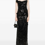 Abito lungo con paillettes in nero Coperni - donna 
