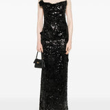 Abito lungo con paillettes in nero Coperni - donna 