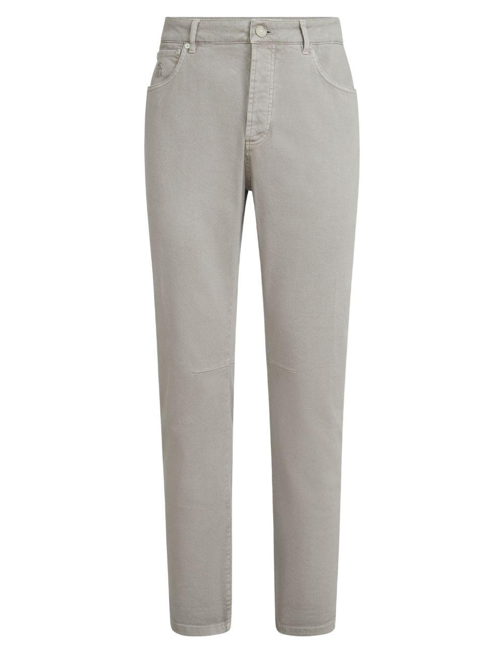 Jeans a cinque tasche con chiusura a bottone in grigio Brunello cucinelli - uomo 