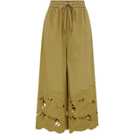 Pantaloni con ricamo mahon in verde 