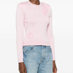 Cardigan in maglia con fiori in rosa 