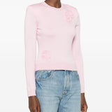Cardigan in maglia con fiori in rosa 