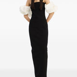 Abito lungo con maniche a palloncino in nero Rotate holiday - donna 