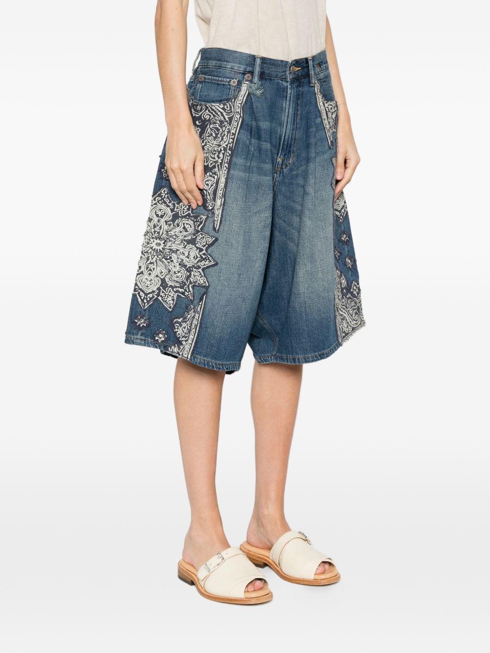 Shorts jesse con bandana e applicazioni in blu R13 - donna 