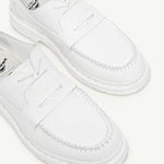 Mocassini in pelle in bianco MM6 x Dr. Martens - donna 