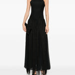 Abito lungo con frange in nero Bless - donna 